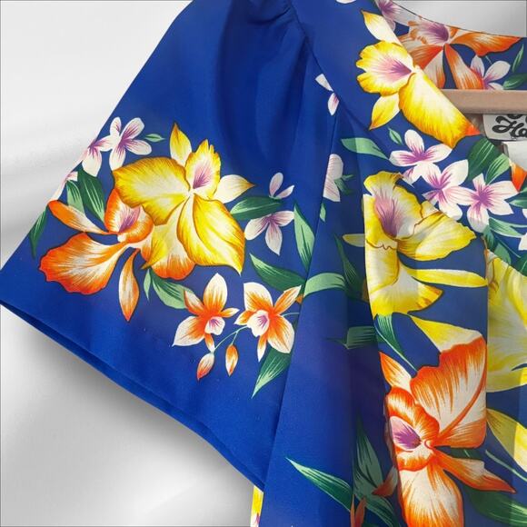 Hilo Hattie’s Hawaii Maxi Dress Vintage Floral Orchid L Made in USA Mumu Resort - Picture 5 of 9